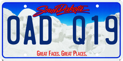 SD license plate 0ADQ19