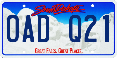 SD license plate 0ADQ21