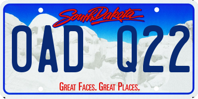 SD license plate 0ADQ22