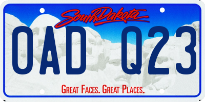 SD license plate 0ADQ23