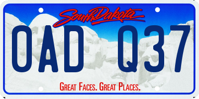 SD license plate 0ADQ37