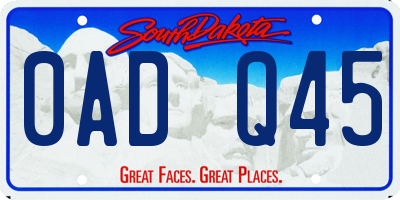 SD license plate 0ADQ45