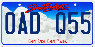 SD license plate 0ADQ55