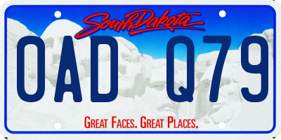 SD license plate 0ADQ79