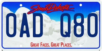 SD license plate 0ADQ80