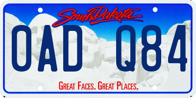 SD license plate 0ADQ84