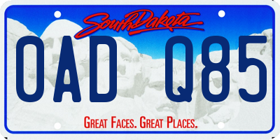 SD license plate 0ADQ85