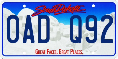 SD license plate 0ADQ92