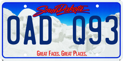 SD license plate 0ADQ93