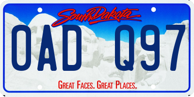 SD license plate 0ADQ97