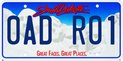 SD license plate 0ADR01