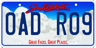 SD license plate 0ADR09