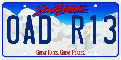 SD license plate 0ADR13