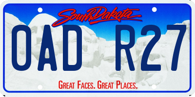 SD license plate 0ADR27