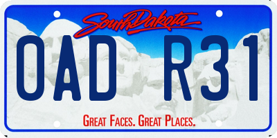 SD license plate 0ADR31