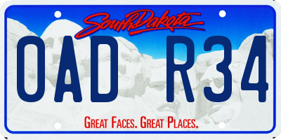 SD license plate 0ADR34