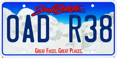 SD license plate 0ADR38