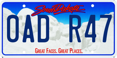 SD license plate 0ADR47