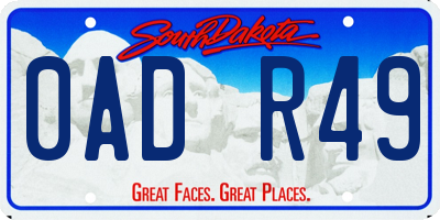 SD license plate 0ADR49