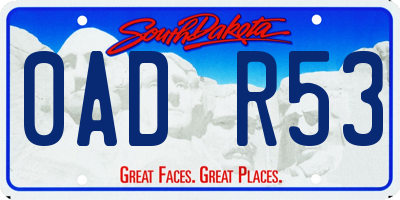 SD license plate 0ADR53