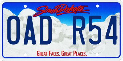 SD license plate 0ADR54