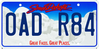 SD license plate 0ADR84