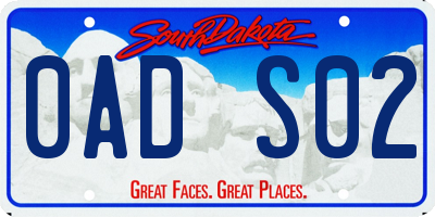 SD license plate 0ADS02