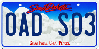 SD license plate 0ADS03