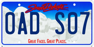 SD license plate 0ADS07