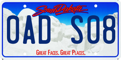 SD license plate 0ADS08