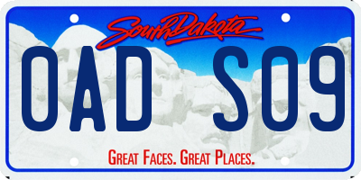 SD license plate 0ADS09