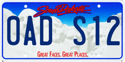 SD license plate 0ADS12