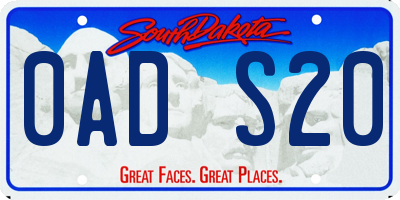 SD license plate 0ADS20