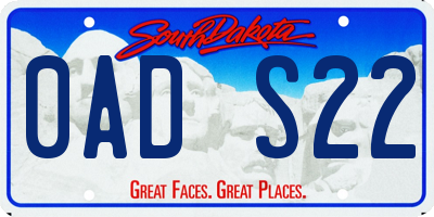 SD license plate 0ADS22