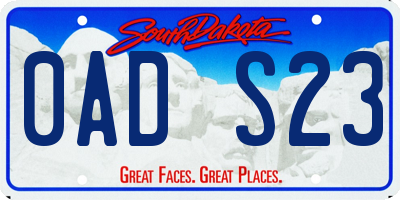 SD license plate 0ADS23