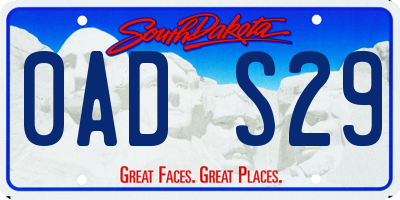 SD license plate 0ADS29