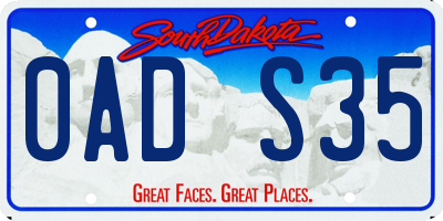 SD license plate 0ADS35