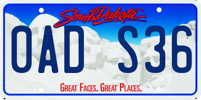 SD license plate 0ADS36