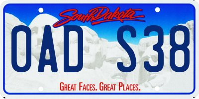 SD license plate 0ADS38