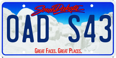 SD license plate 0ADS43