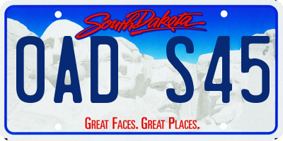 SD license plate 0ADS45