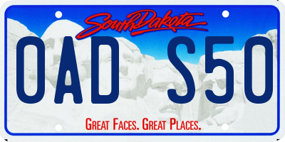 SD license plate 0ADS50