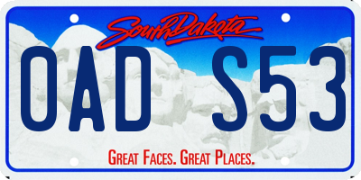 SD license plate 0ADS53