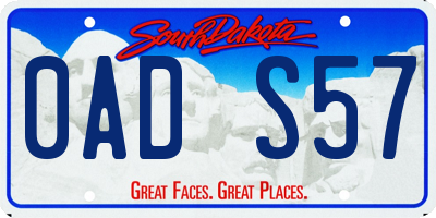 SD license plate 0ADS57