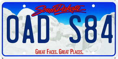 SD license plate 0ADS84