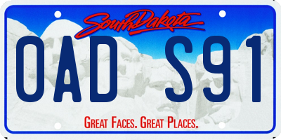 SD license plate 0ADS91