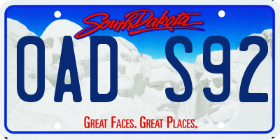 SD license plate 0ADS92