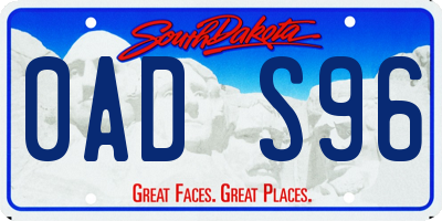 SD license plate 0ADS96