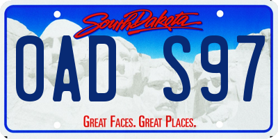 SD license plate 0ADS97