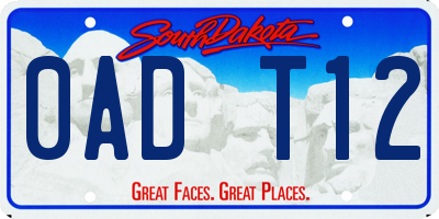 SD license plate 0ADT12